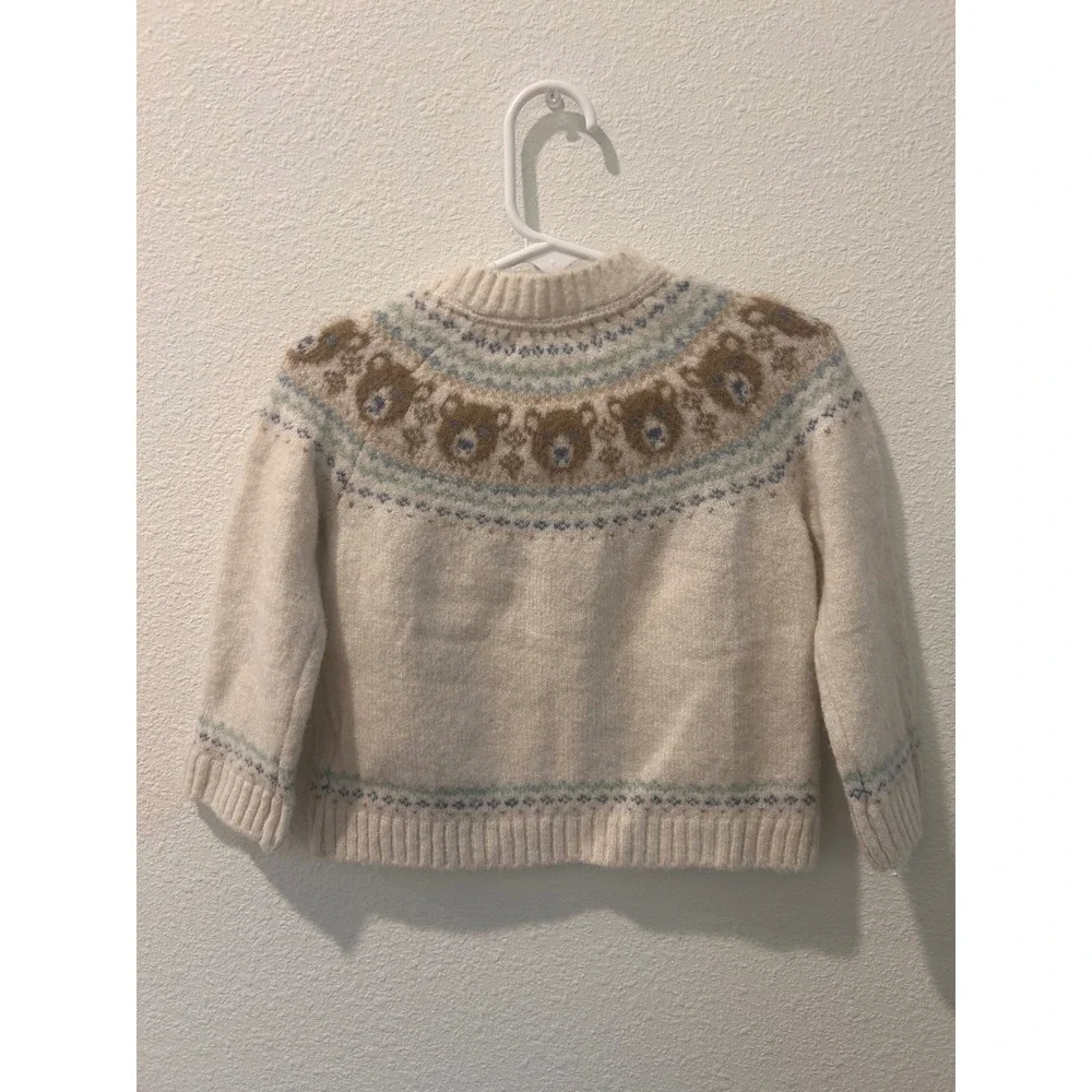 Tommy Bahama Kids Baby Sweater Fair Isle Bear Buttons Cream Size‎ 12M